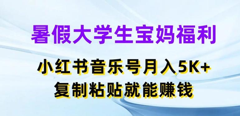 暑假大学生宝妈福利，小红书音乐号月入5000+，复制粘贴就能赚钱【揭秘】-百货大全