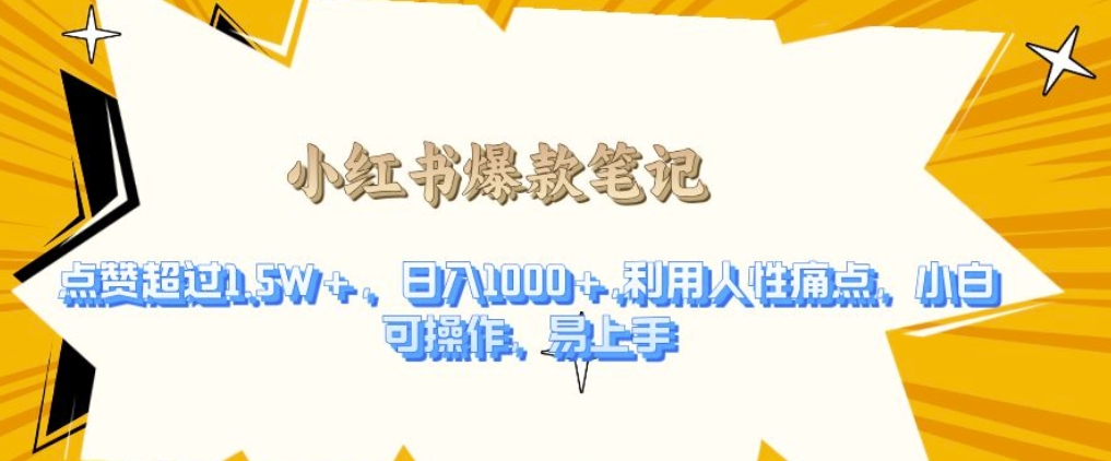 利用人性的痛点，打造爆款笔记，获得点赞超过1.5W+，日入1k【揭秘】-百货大全