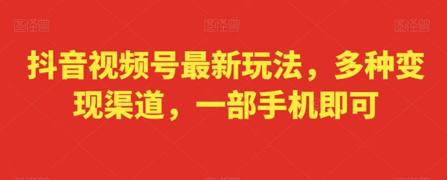 抖音视频号最新玩法，多种变现渠道，一部手机即可-百货大全