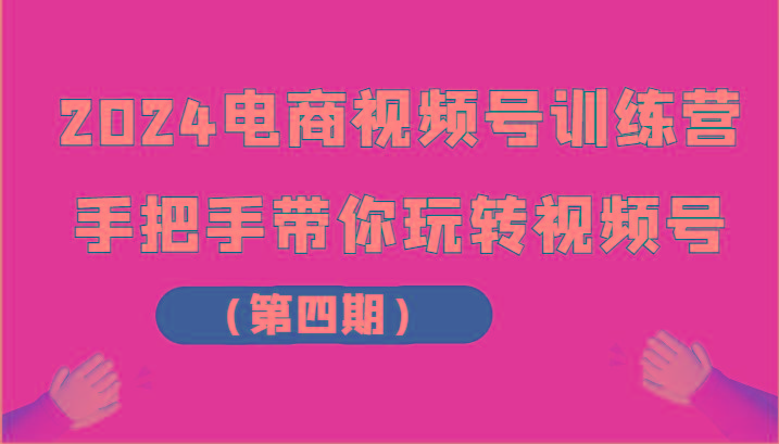 2024电商视频号训练营(第四期)手把手带你玩转视频号-百货大全