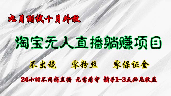 淘宝无人直播最新玩法，九月测试十月外放，不出镜零粉丝零保证金，24小…-百货大全