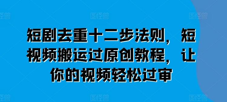 短剧去重十二步法则，短视频搬运过原创教程，让你的视频轻松过审-百货大全