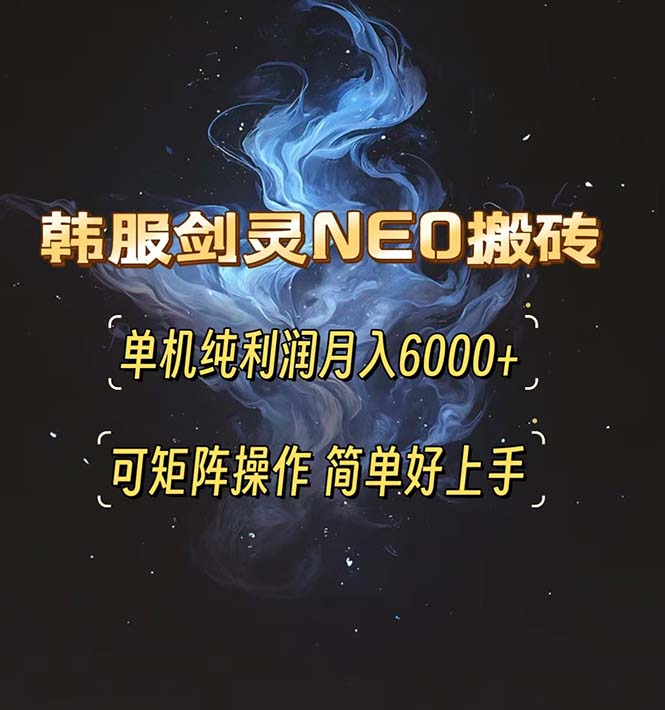 韩服剑灵NEO搬砖攻略，单机纯利润月入6000+ 可矩阵操作，简单好上手。-百货大全