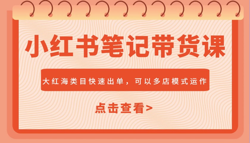 小红书笔记带货课，大红海类目快速出单，市场大，可以多店模式运作-百货大全