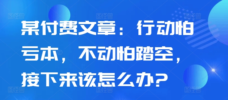 某付费文章：行动怕亏本，不动怕踏空，接下来该怎么办?-百货大全