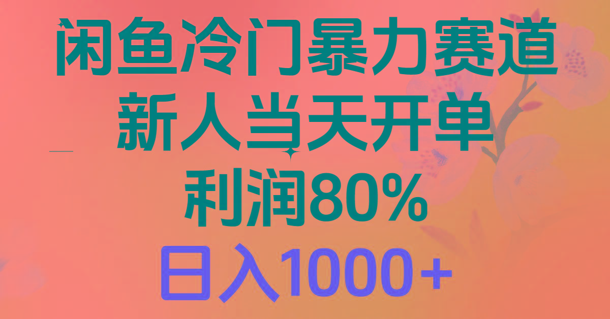 2024闲鱼冷门暴力赛道，新人当天开单，利润80%，日入1000+-百货大全