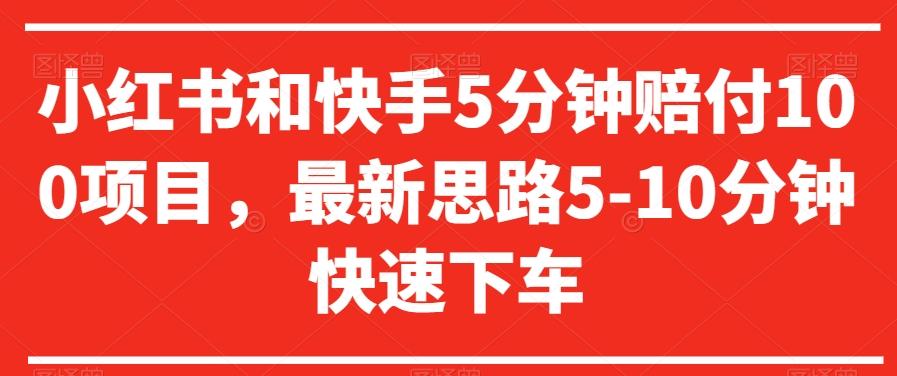 小红书和快手5分钟赔付100项目，最新思路5-10分钟快速下车【仅揭秘】-百货大全