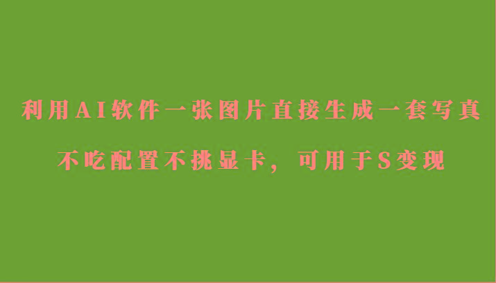 利用AI软件只需一张图片直接生成一套写真，不吃配置不挑显卡，可用于S变现-百货大全