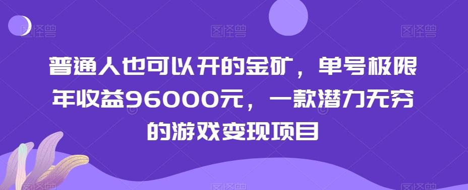 普通人也可以开的金矿，单号极限年收益96000元，一款潜力无穷的游戏变现项目【揭秘】-百货大全