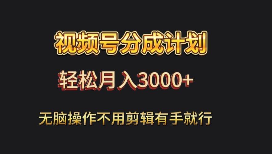 视频号流量分成，不用剪辑，有手就行，轻松月入2000+-百货大全