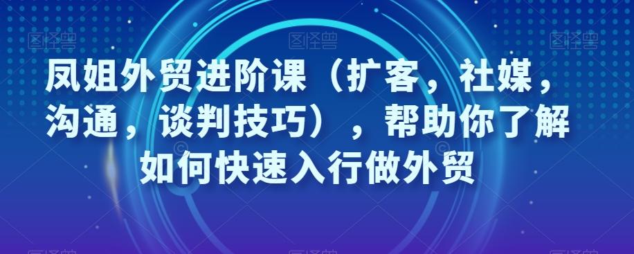 凤姐外贸进阶课（扩客，社媒，沟通，谈判技巧），帮助你了解如何快速入行做外贸-百货大全