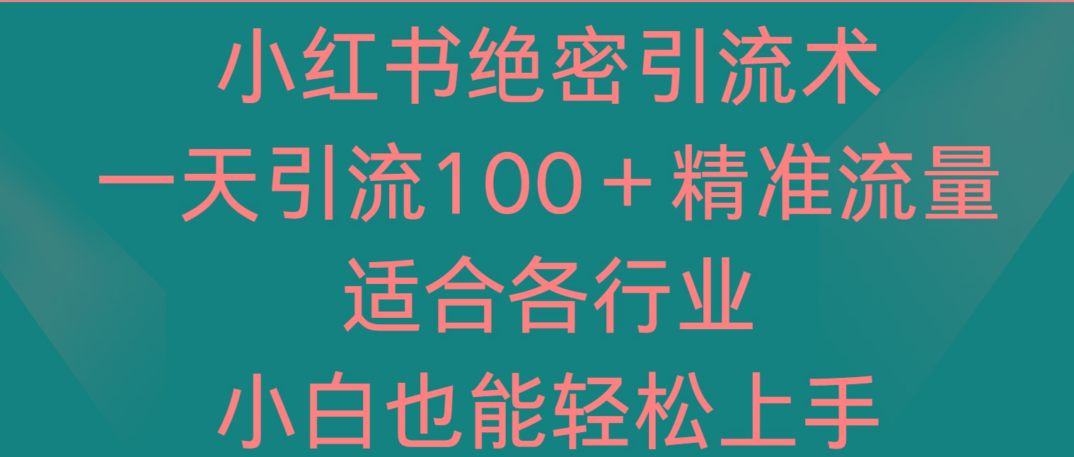 小红书绝密引流术，一天引流100＋精准流量，适合各个行业，小白也能轻松上手-百货大全