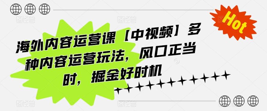 海外内容运营课【中视频】多种内容运营玩法，风口正当时，掘金好时机-百货大全