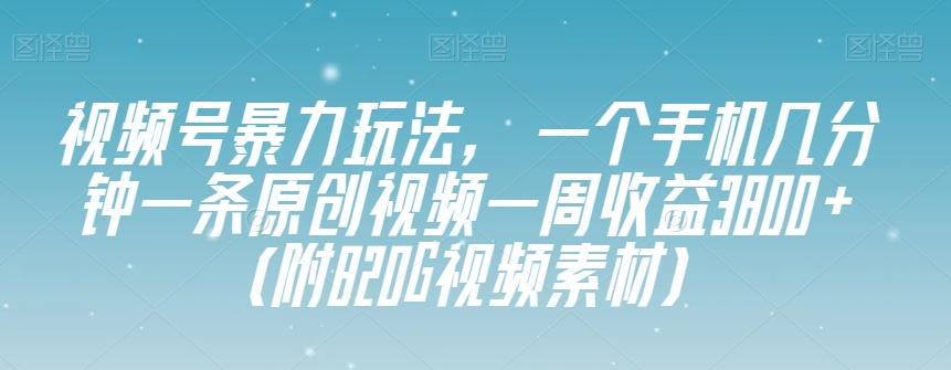 视频号暴力玩法，一个手机几分钟一条原创视频一周收益3800+（附820G视频素材）-百货大全