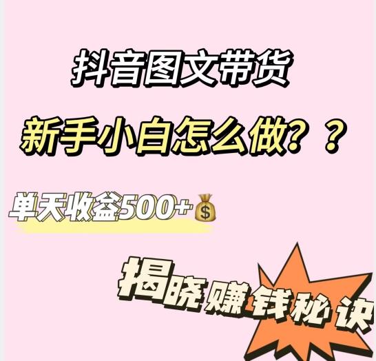 抖音图文带货，新手小白怎么做？单天收益500+【揭秘赚钱秘诀】-百货大全