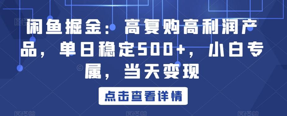 闲鱼掘金：高复购高利润产品，单日稳定500+，小白专属，当天变现-百货大全