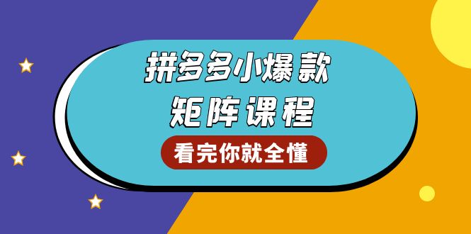 拼多多爆款矩阵课程：教你测出店铺爆款，优化销量，提升GMV，打造爆款群-百货大全