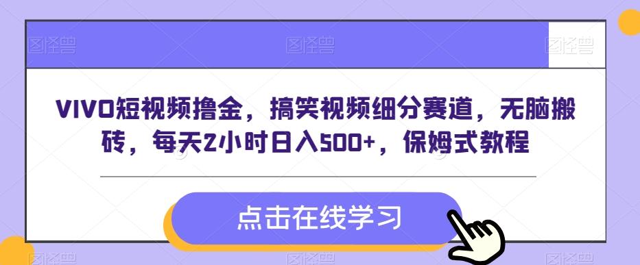 VIVO短视频撸金，搞笑视频细分赛道，无脑搬砖，每天2小时日入500+，保姆式教程-百货大全