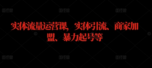 实体流量运营课，实体引流、商家加盟、暴力起号等-百货大全