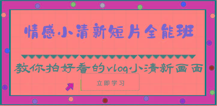 情感小清新短片全能班-教你拍好看的vlog小清新画面(30节课)-百货大全