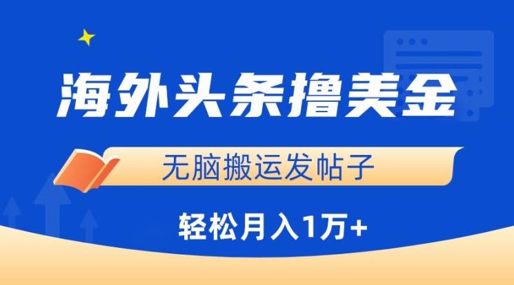 海外头条撸美金，无脑搬运发帖子，月入1万+，小白轻松掌握【揭秘】-百货大全