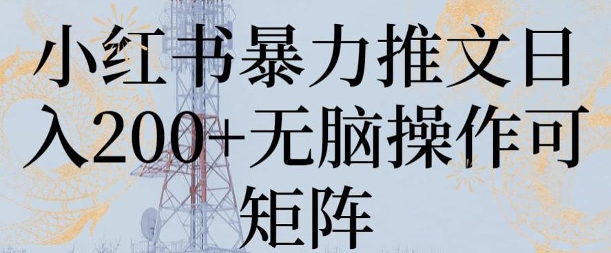 小红书暴力推文日入200+无脑操作可矩阵【揭秘】-百货大全