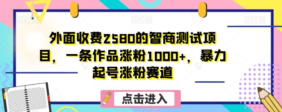外面收费2580的智商测试项目，一条作品涨粉1000+，暴力起号涨粉赛道【揭秘】-百货大全
