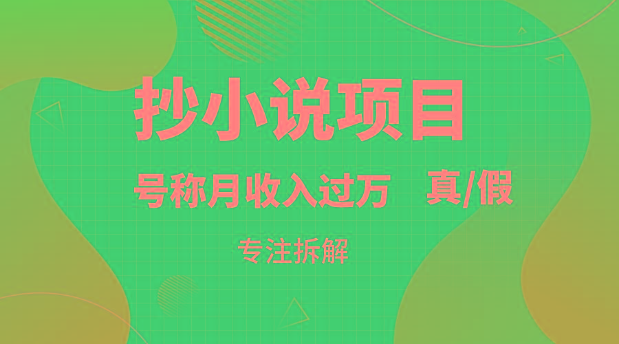 抄小说项目，号称月入过万，到底是否真实，能不能做，详细拆解-百货大全