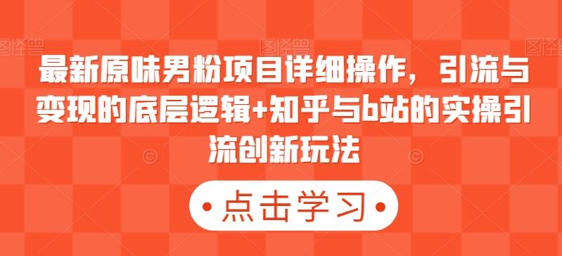 最新原味男粉项目详细操作，引流与变现的底层逻辑+知乎与b站的实操引流创新玩法-百货大全