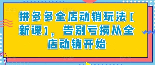 拼多多全店动销玩法【新课】，告别亏损从全店动销开始-百货大全