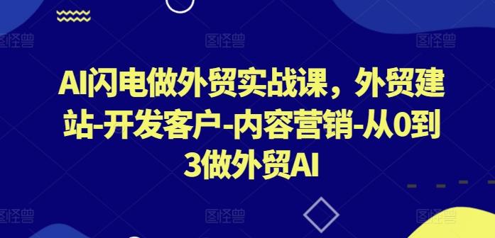 AI闪电做外贸实战课，​外贸建站-开发客户-内容营销-从0到3做外贸AI-百货大全