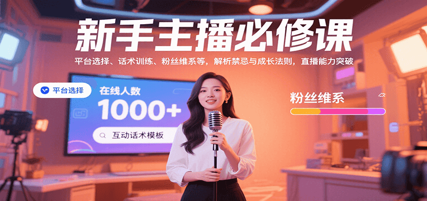 新手主播必修课：平台选择、话术训练、粉丝维系等，解析禁忌与成长法则，突破直播能力-百货大全