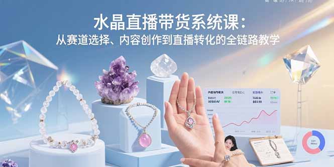 水晶直播带货系统课：从赛道选择、内容创作到直播转化的全链路教学-百货大全
