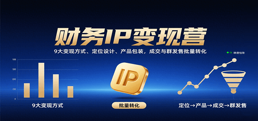 财务IP变现营:9大变现方式、定位设计、产品包装,成交与群发售批量转化-百货大全