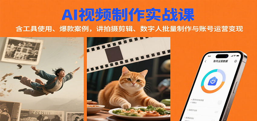 AI视频制作实战:含工具使用、爆款案例,讲拍摄剪辑、数字人批量制作与账号运营变现-百货大全