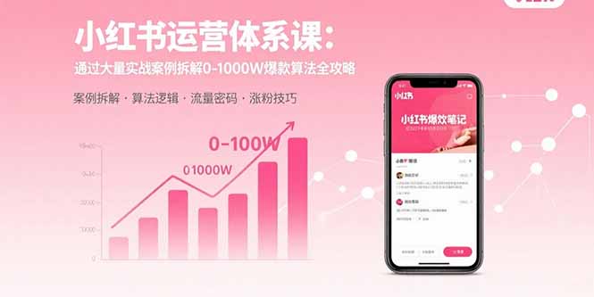 小红书运营体系课：通过大量实战案例拆解0-1000W爆款算法全攻略-百货大全