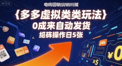 多多虚拟类目玩法，0成本全自动发货，矩阵操作日5张-百货大全