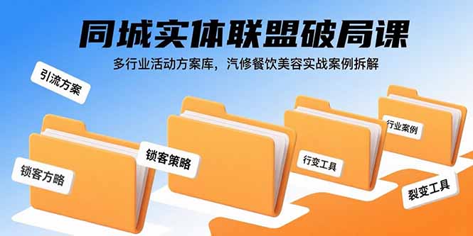 同城实体联盟破局课，多行业活动方案库，汽修餐饮美容实战案例拆解-百货大全