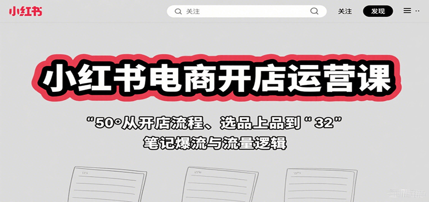 小红书电商开店运营课:从开店流程、选品上品到笔记爆流与流量逻辑-百货大全