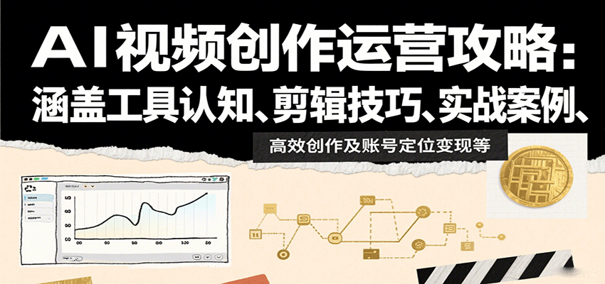 AI视频创作运营攻略：涵盖工具认知、剪辑技巧、实战案例、高效创作及账号定位变现等-百货大全