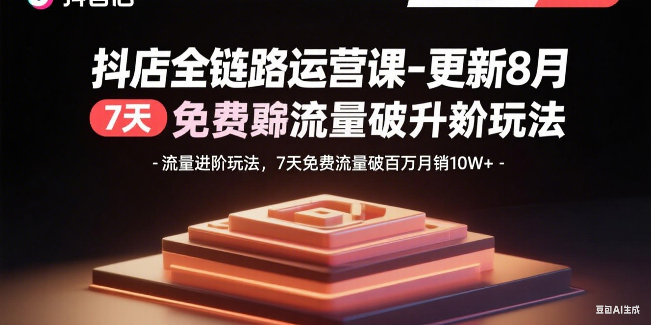 抖店全链路运营课-更新8月：流量进阶玩法，7天免费流量破百万月销10W+-百货大全