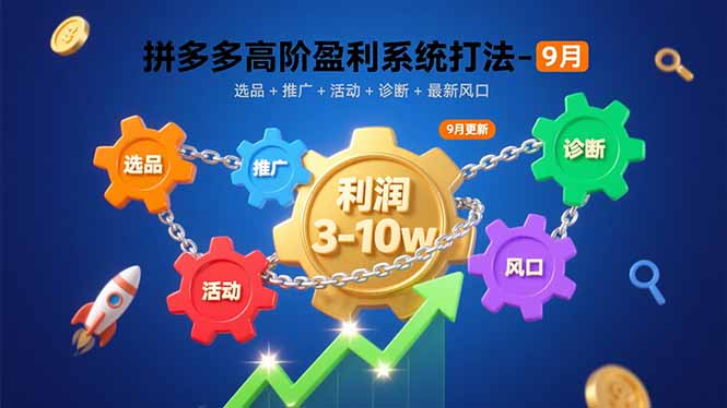 拼多多高阶盈利系统打法-9月：选品+推广+活动+诊断+最新风口，月利润3-10w-百货大全