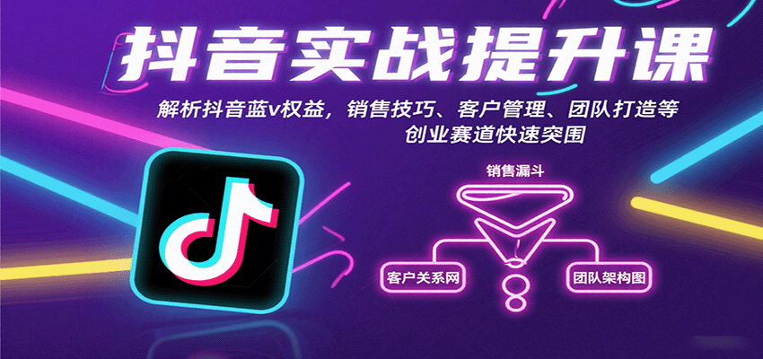抖音实战提升课:解析抖音蓝v权益,销售技巧、客户管理、团队打造等创业赛道快速突围-百货大全