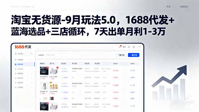 淘宝无货源-9月玩法5.0，1688代发+蓝海选品+三店循环，7天出单月利1-3万-百货大全