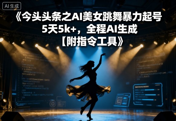 今日头条之AI美女跳舞暴力起号，5天1k+，全程AI生成【附指令工具】-百货大全