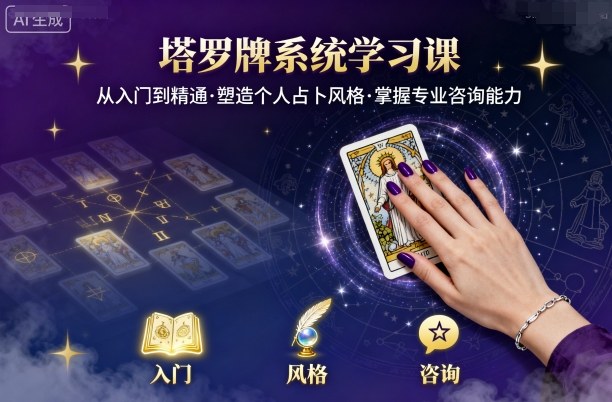 塔罗牌系统学习课，助你从入门到精通，塑造个人占卜风格，掌握专业咨询能力-百货大全