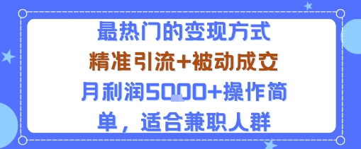 小众赛道玩法：当下最热门的变现方式，精准引流+被动成交月利润5k+操作简单，适合兼职人群-百货大全
