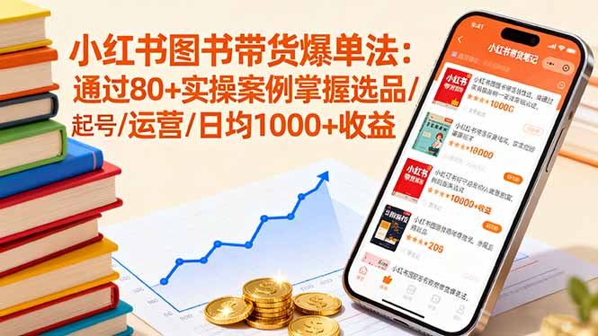 小红书图书带货爆单法：通过80+实操案例掌握选品/起号/运营/日均1000+收益-百货大全