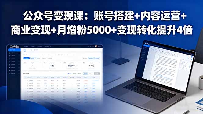 公众号变现课：账号搭建+内容运营+商业变现+月增粉5000+变现转化提升4倍-百货大全