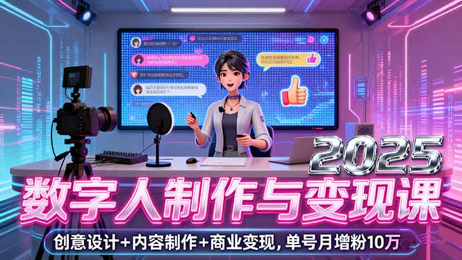 2025数字人制作与变现课，创意设计+内容制作+商业变现，单号月增粉10万+-百货大全